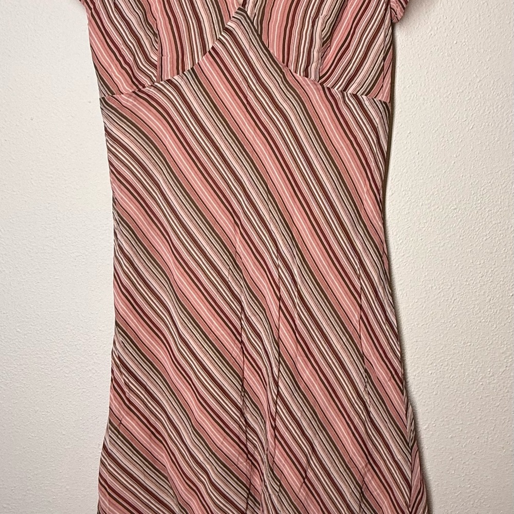 J. Jill Pink and Brown Striped Midi Dress